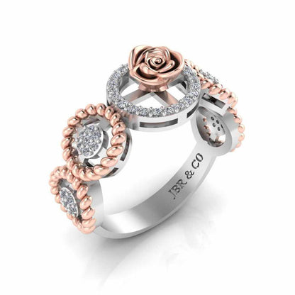 Twisted Rope Style Two Tone Rose Sterling Silver Ring - JBR Jeweler