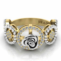 Twisted Rope Style Two Tone Rose Sterling Silver Ring - JBR Jeweler