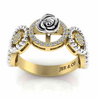 Twisted Rope Style Two Tone Rose Sterling Silver Ring - JBR Jeweler