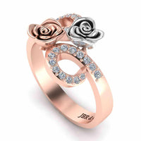 Two Tone Bypass Rose Sterling Silver Ring - JBR Jeweler