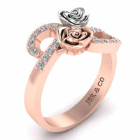 Two Tone Bypass Rose Sterling Silver Ring - JBR Jeweler