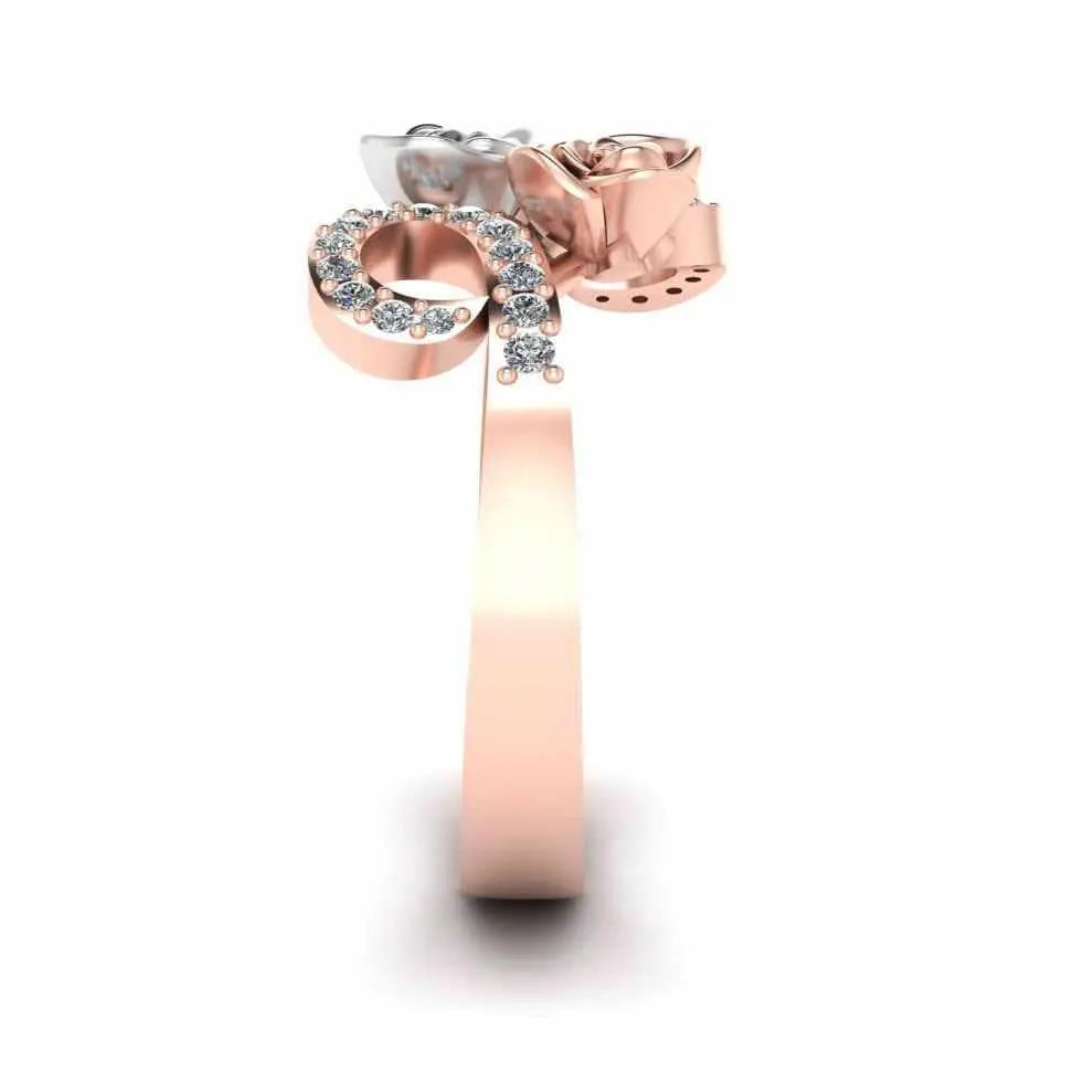 Two Tone Bypass Rose Sterling Silver Ring - JBR Jeweler