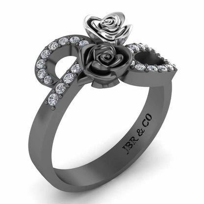 Two Tone Bypass Rose Sterling Silver Ring - JBR Jeweler