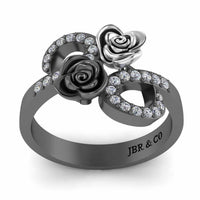 Two Tone Bypass Rose Sterling Silver Ring - JBR Jeweler