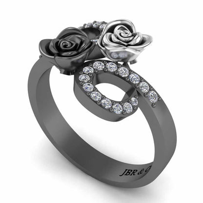 Two Tone Bypass Rose Sterling Silver Ring - JBR Jeweler