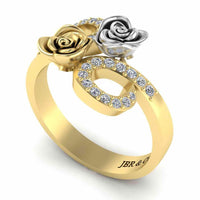 Two Tone Bypass Rose Sterling Silver Ring - JBR Jeweler