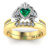 Two Tone Channel Set Claddagh Ring for Women - JBR Jeweler