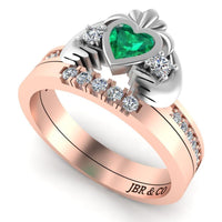 Two Tone Channel Set Claddagh Ring for Women - JBR Jeweler