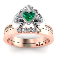 Two Tone Channel Set Claddagh Ring for Women - JBR Jeweler