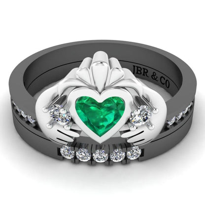 Two Tone Channel Set Claddagh Ring for Women - JBR Jeweler