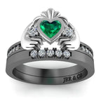 Two Tone Channel Set Claddagh Ring for Women - JBR Jeweler