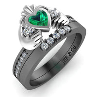 Two Tone Channel Set Claddagh Ring for Women - JBR Jeweler