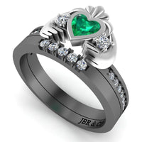 Two Tone Channel Set Claddagh Ring for Women - JBR Jeweler