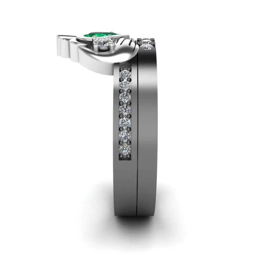 Two Tone Channel Set Claddagh Ring for Women - JBR Jeweler