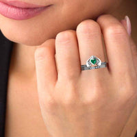 Two Tone Channel Set Claddagh Ring for Women - JBR Jeweler