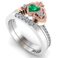 Two Tone Channel Set Claddagh Ring for Women - JBR Jeweler