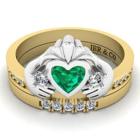 Two Tone Channel Set Claddagh Ring for Women - JBR Jeweler