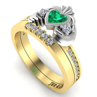 Two Tone Channel Set Claddagh Ring for Women - JBR Jeweler