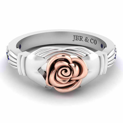 Two Tone Claddagh Rose Ring In Sterling Silver - JBR Jeweler