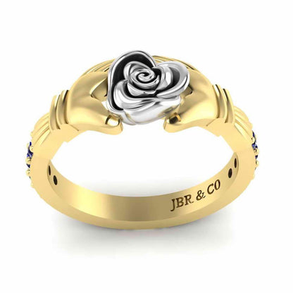 Two Tone Claddagh Rose Ring In Sterling Silver - JBR Jeweler