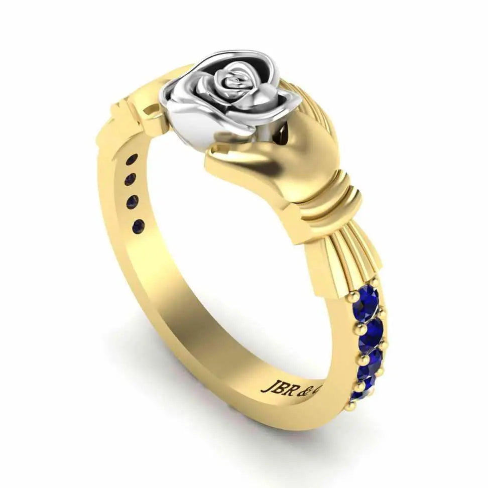Two Tone Claddagh Rose Ring In Sterling Silver - JBR Jeweler