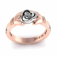 Two Tone Claddagh Rose Ring In Sterling Silver - JBR Jeweler