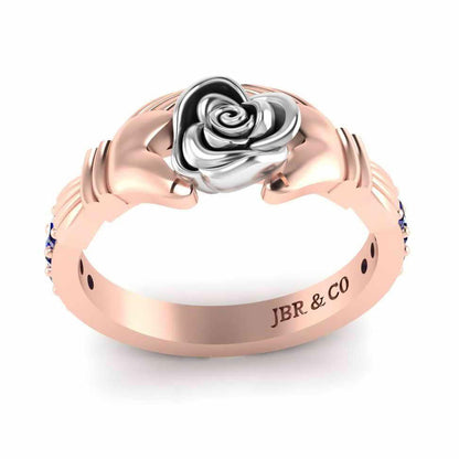 Two Tone Claddagh Rose Ring In Sterling Silver - JBR Jeweler