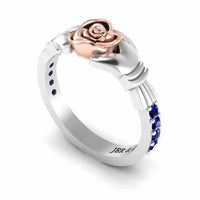 Two Tone Claddagh Rose Ring In Sterling Silver - JBR Jeweler