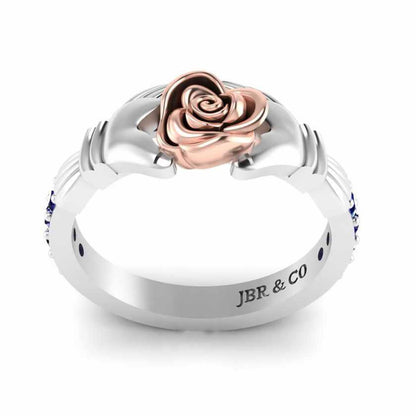 Two Tone Claddagh Rose Ring In Sterling Silver - JBR Jeweler