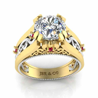 Two Tone Filigree Sterling Silver Solitaire Ring - JBR Jeweler