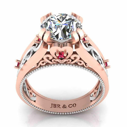 Two Tone Filigree Sterling Silver Solitaire Ring - JBR Jeweler