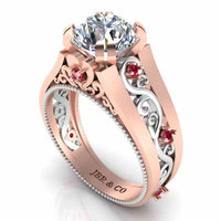 Two Tone Filigree Sterling Silver Solitaire Ring - JBR Jeweler