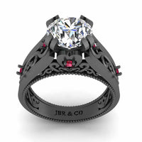 Two Tone Filigree Sterling Silver Solitaire Ring - JBR Jeweler