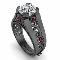 Two Tone Filigree Sterling Silver Solitaire Ring - JBR Jeweler