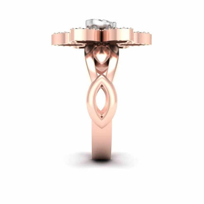 Two Tone Floral Style Rose Ring In Sterling Silver - JBR Jeweler