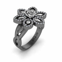 Two Tone Floral Style Rose Ring In Sterling Silver - JBR Jeweler