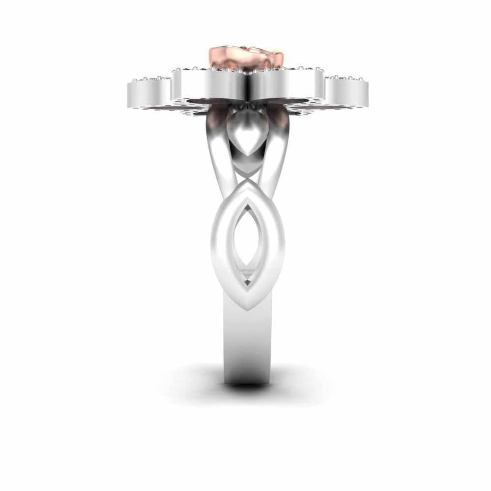 Two Tone Floral Style Rose Ring In Sterling Silver - JBR Jeweler