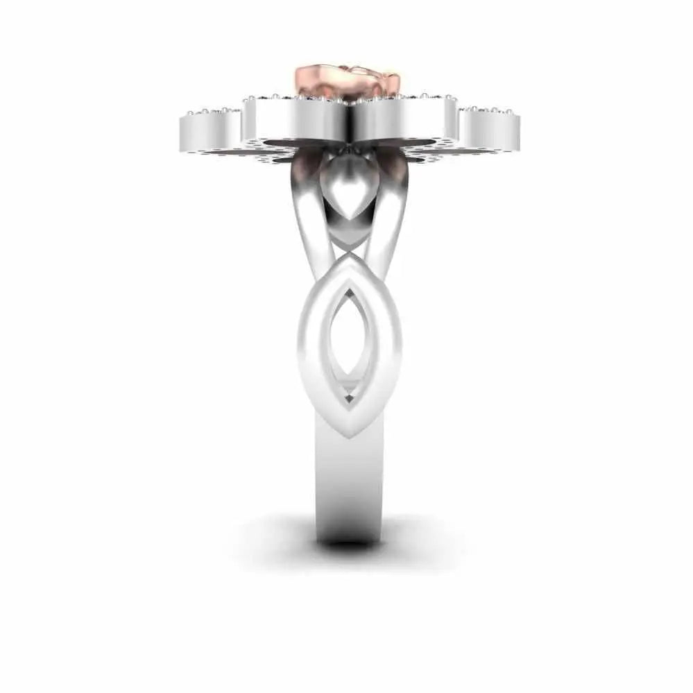 Two Tone Floral Style Rose Ring In Sterling Silver - JBR Jeweler