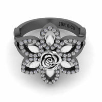 Two Tone Floral Style Rose Ring In Sterling Silver - JBR Jeweler