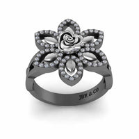 Two Tone Floral Style Rose Ring In Sterling Silver - JBR Jeweler