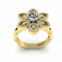 Two Tone Floral Style Rose Ring In Sterling Silver - JBR Jeweler