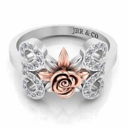 Two Tone Floral Style Sterling Silver Rose Ring - JBR Jeweler