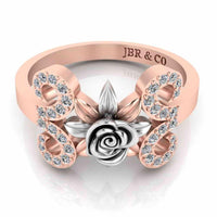 Two Tone Floral Style Sterling Silver Rose Ring - JBR Jeweler