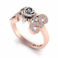 Two Tone Floral Style Sterling Silver Rose Ring - JBR Jeweler