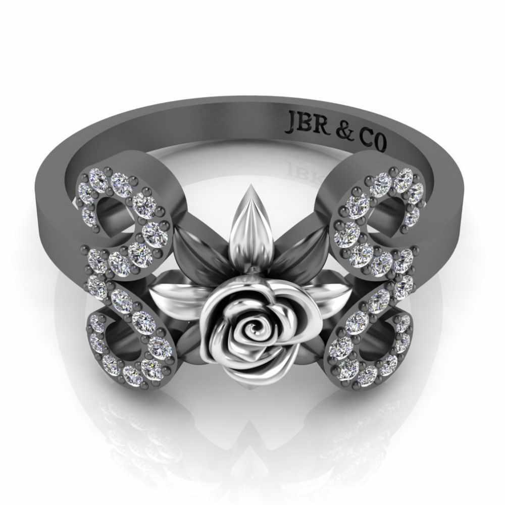 Two Tone Floral Style Sterling Silver Rose Ring - JBR Jeweler