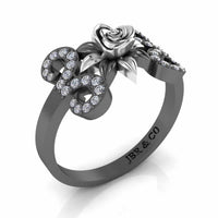 Two Tone Floral Style Sterling Silver Rose Ring - JBR Jeweler