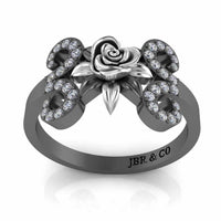 Two Tone Floral Style Sterling Silver Rose Ring - JBR Jeweler