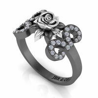 Two Tone Floral Style Sterling Silver Rose Ring - JBR Jeweler