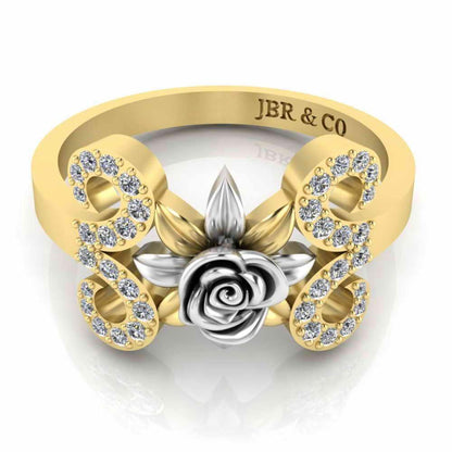 Two Tone Floral Style Sterling Silver Rose Ring - JBR Jeweler