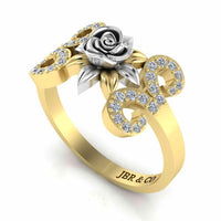 Two Tone Floral Style Sterling Silver Rose Ring - JBR Jeweler